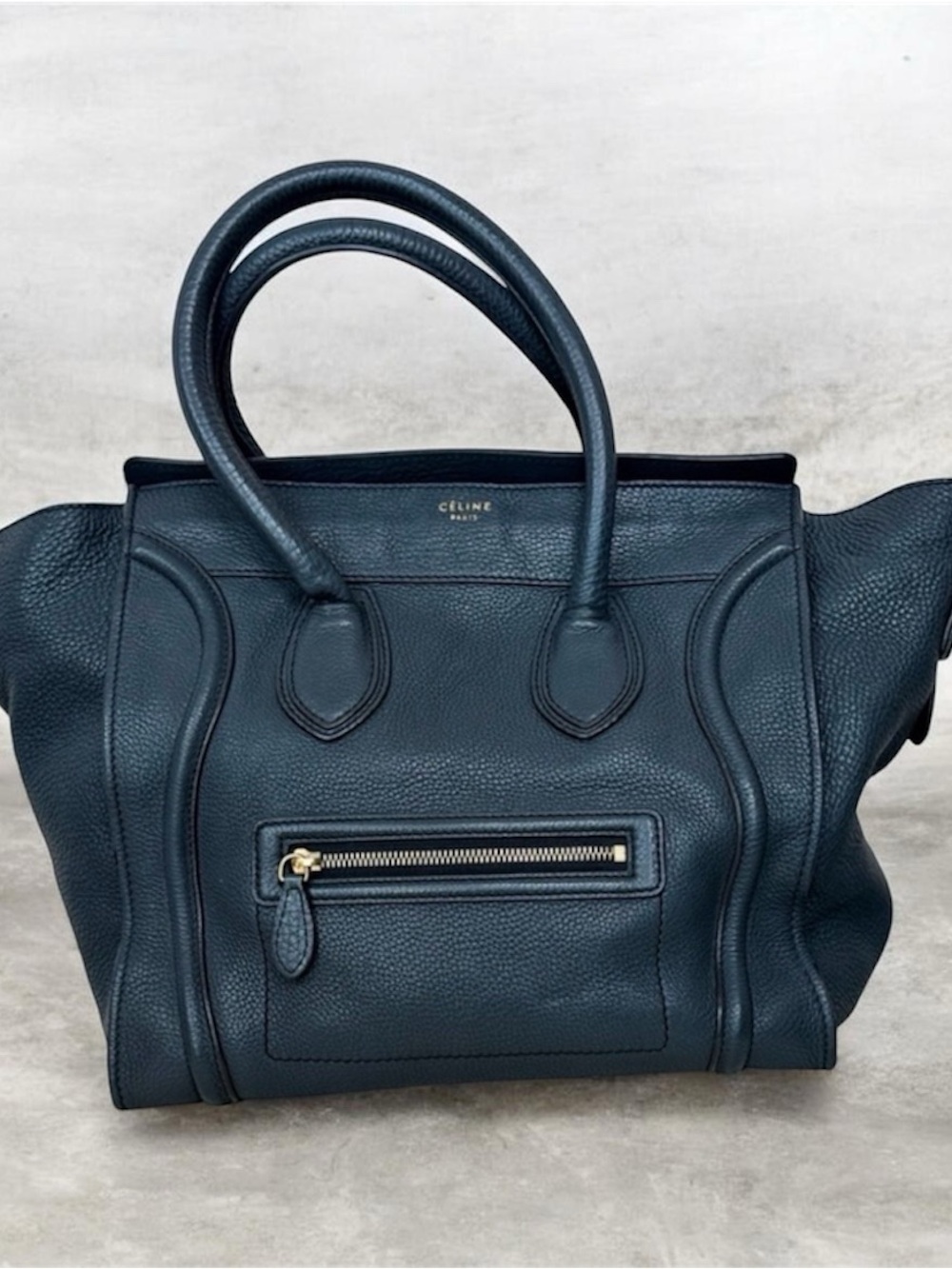 Celine Leather Luggage Phantom Tote in Charcoal